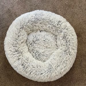 Fuzzy White Cat Bed